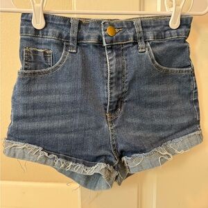 ROMWE Blue Denim High-Rise Cutoff Jean Shorts